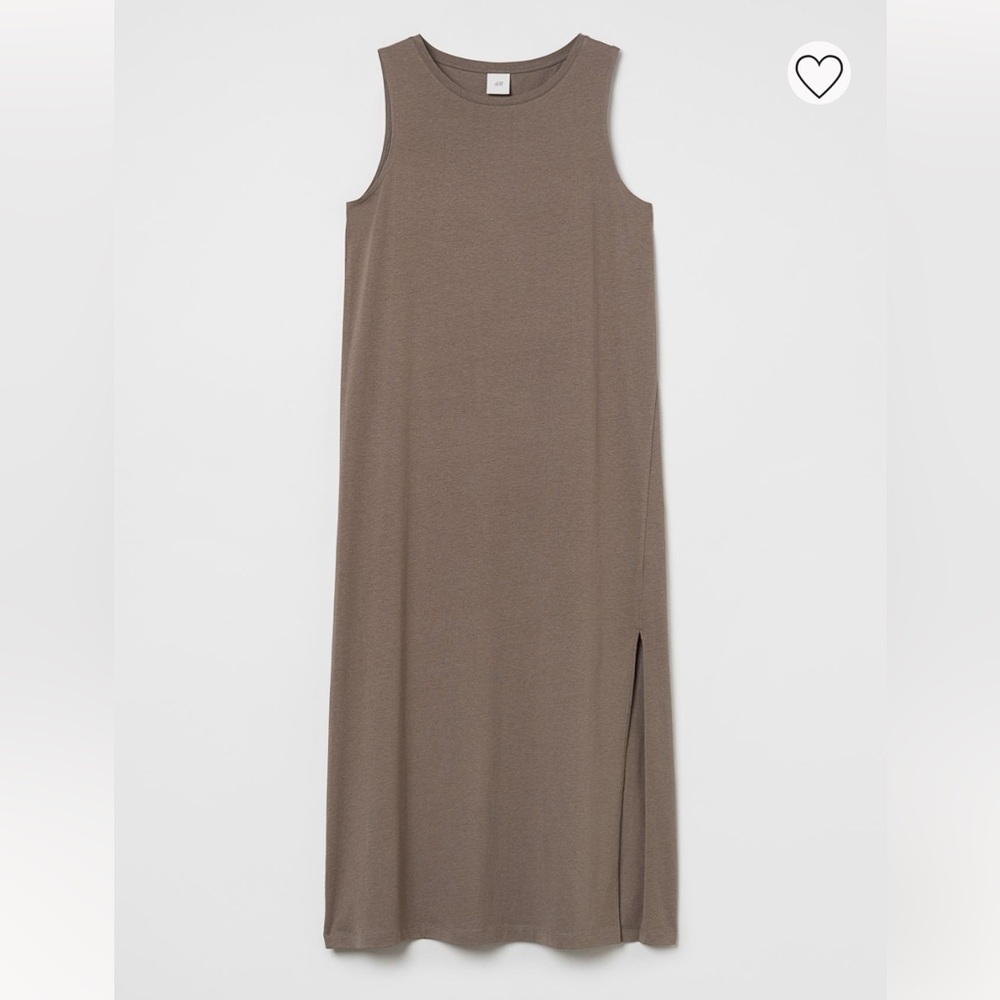 H&M Slit-detail Jersey Dress-Taupe